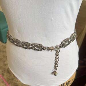 Silver Braided Chain Waist Belt
